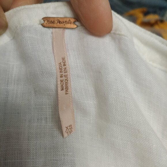 Free People Women's 100% Linen White Long Lantern Sleeve Blouses Top Size XS - Picture 9 of 9